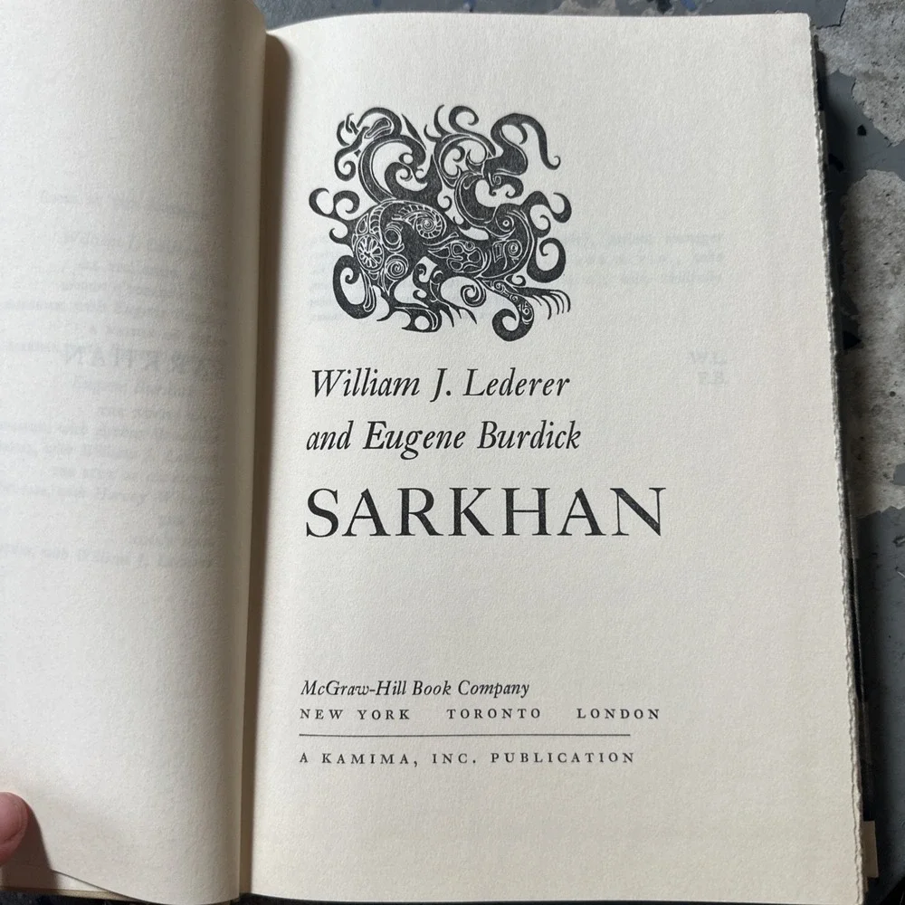 Sarkhan by William J Lederer and Eugene Burdick - 1965‎ Book Club Edition -HCDJ